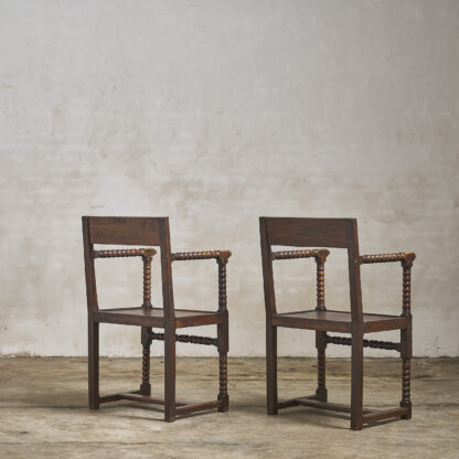 Paire de fauteuils de chambre XIXème dit bobine.