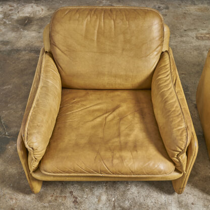 Fauteuil et canapé en cuir "cognac" De sede